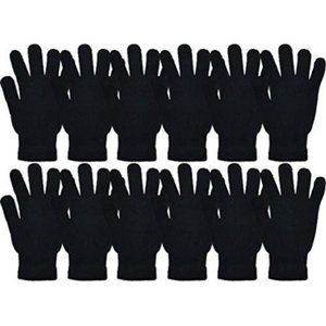 Winter Gloves Bulk Warm Unisex Black 12 Pair